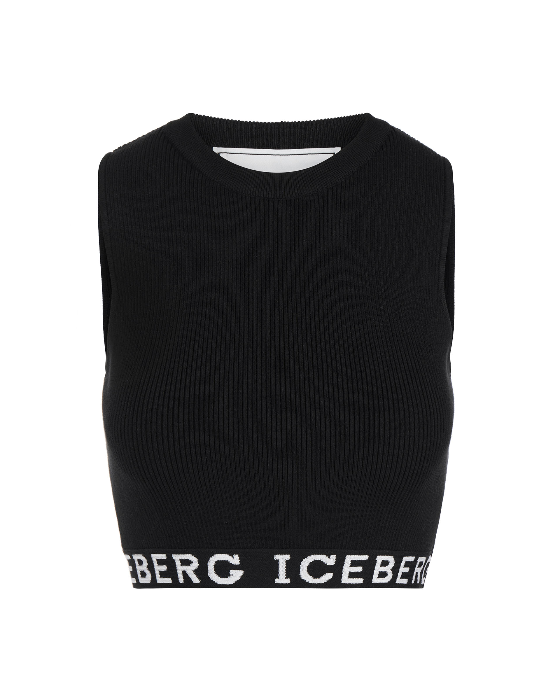 Black knit crop top | Iceberg