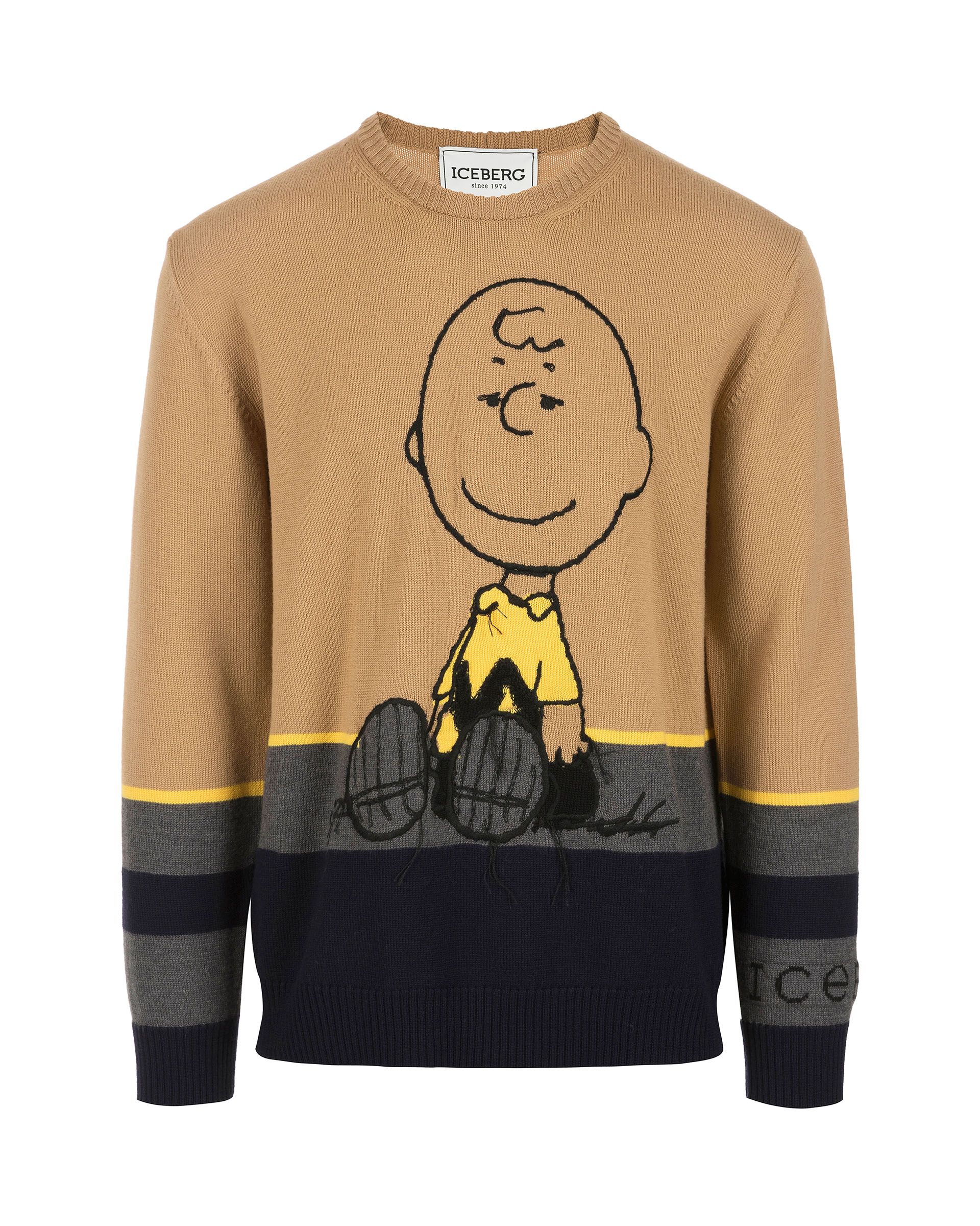beige crew neck merino wool pullover 