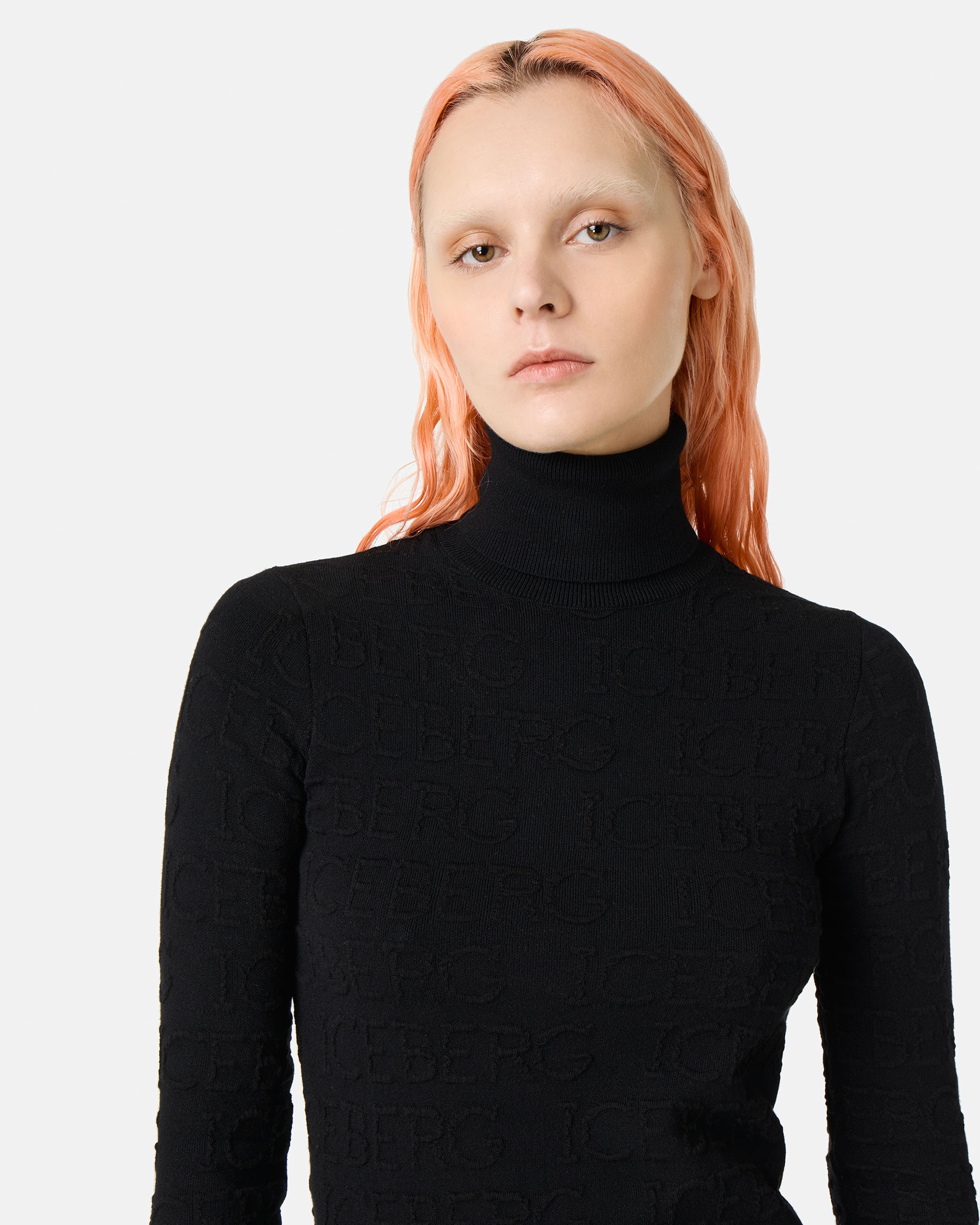 Black 3D logo turtle neck sweater | Iceberg
