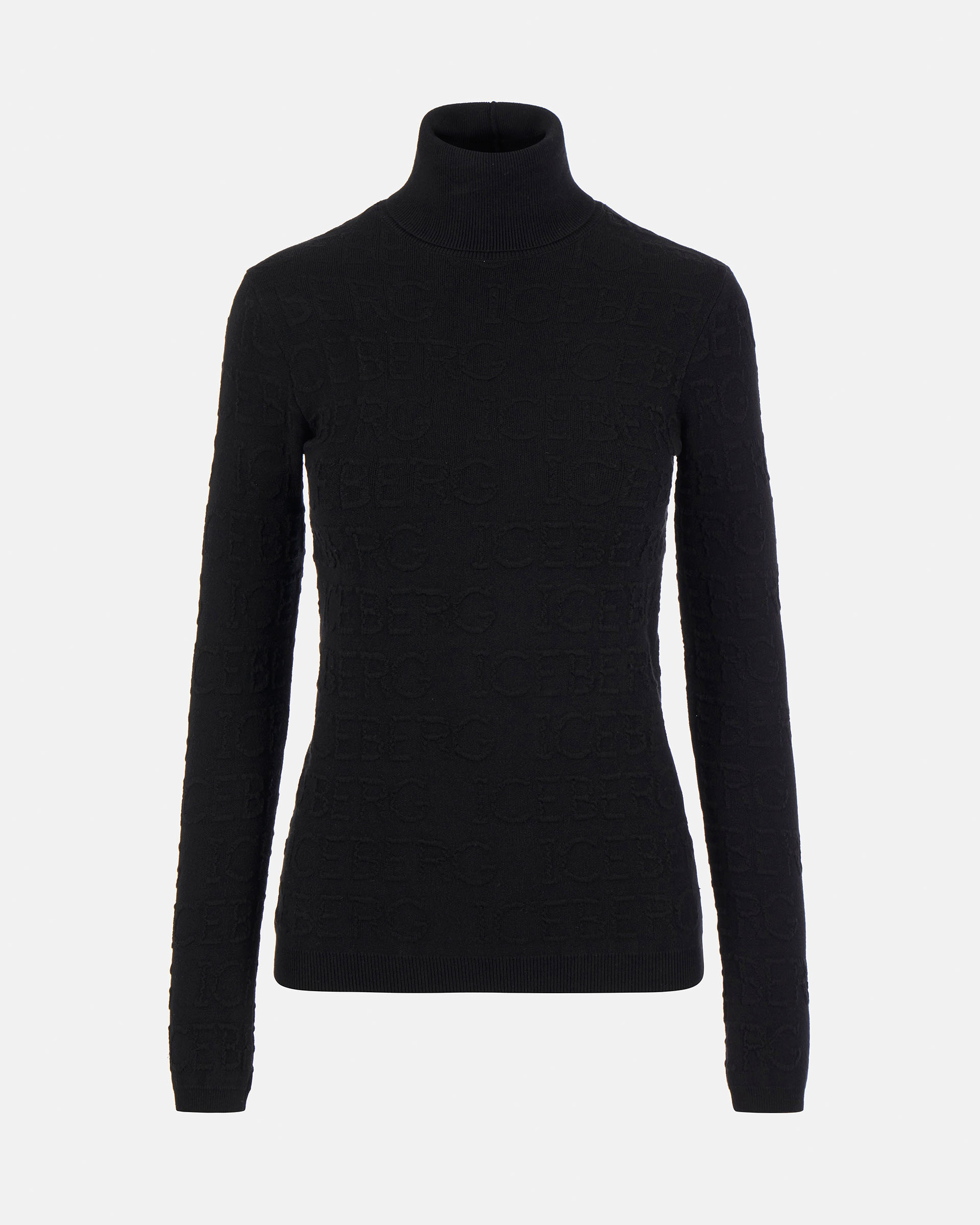 Black 3D logo turtle neck sweater | Iceberg