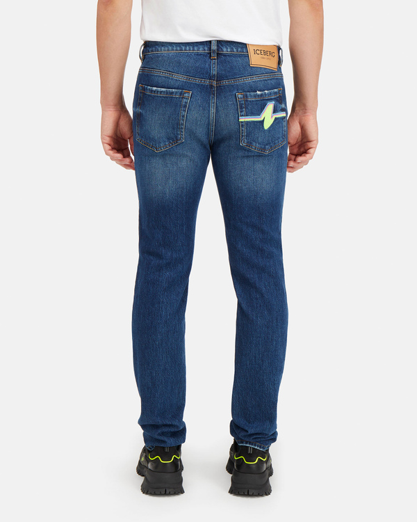 Jeans da uomo con ricamo su tasca posteriore - Iceberg - Official Website