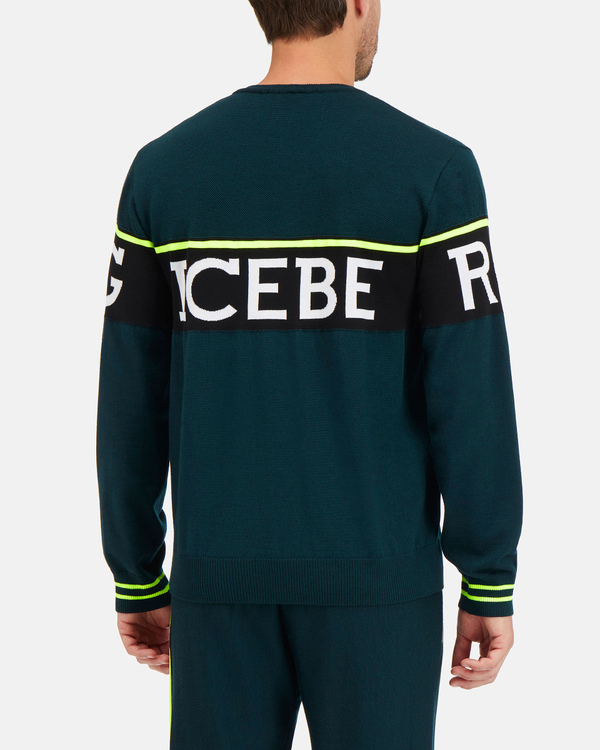Dark green sweater with white Iceberg logo - Iceberg - Official Website