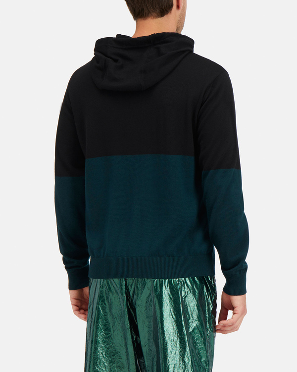 Pullover da uomo a blocchi di colore in lana con cappuccio - Iceberg - Official Website