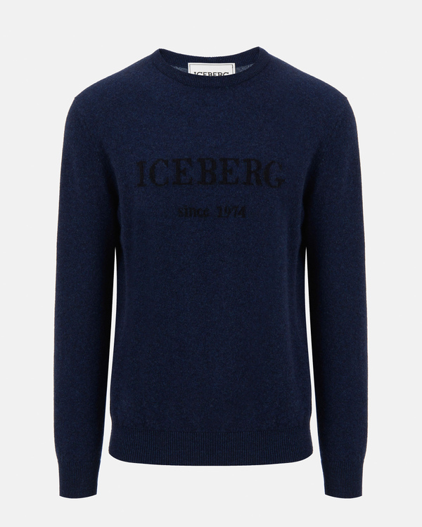 Pullover da uomo blu in cashmere - Iceberg - Official Website