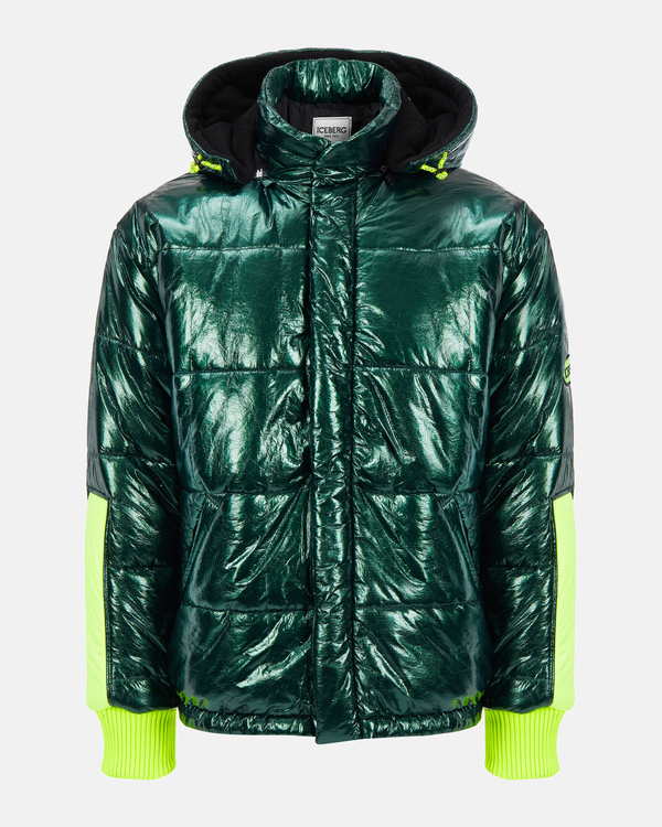 Metallic green Iceberg padded jacket with hood - Iceberg - Official Website