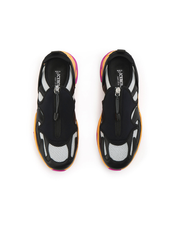 Black zipped Iceberg sneakers with orange soles - Iceberg - Official Website