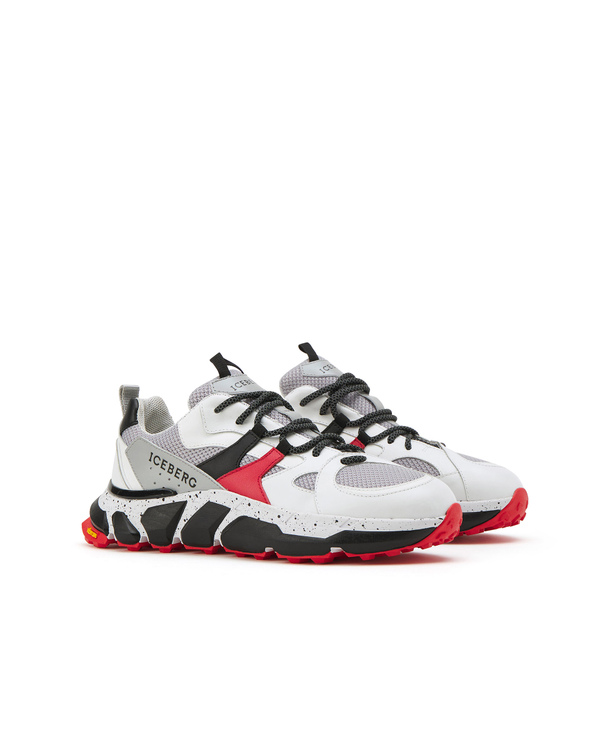 White and red Iceberg sneakers with gray mesh - Iceberg - Official Website