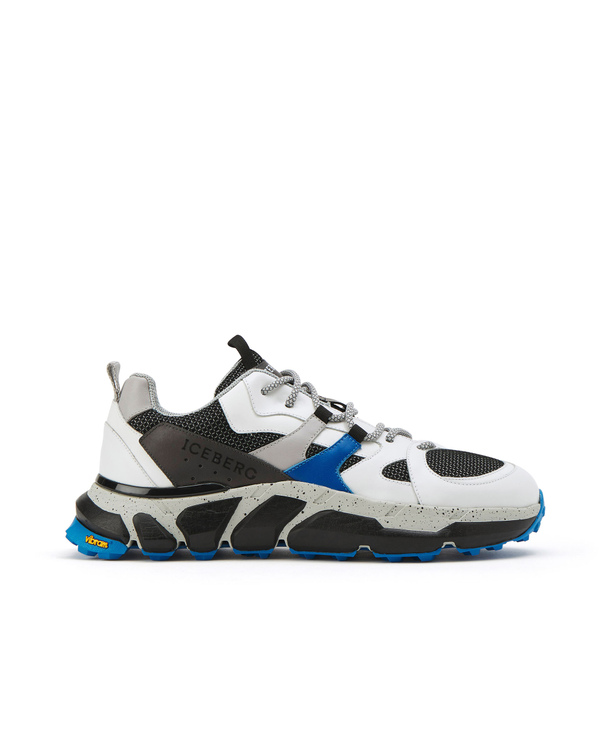 White and blue Iceberg sneakers with black mesh - Iceberg - Official Website