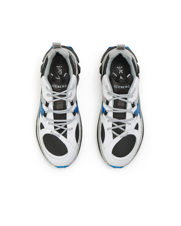 White and blue Iceberg sneakers with black mesh - Iceberg - Official Website