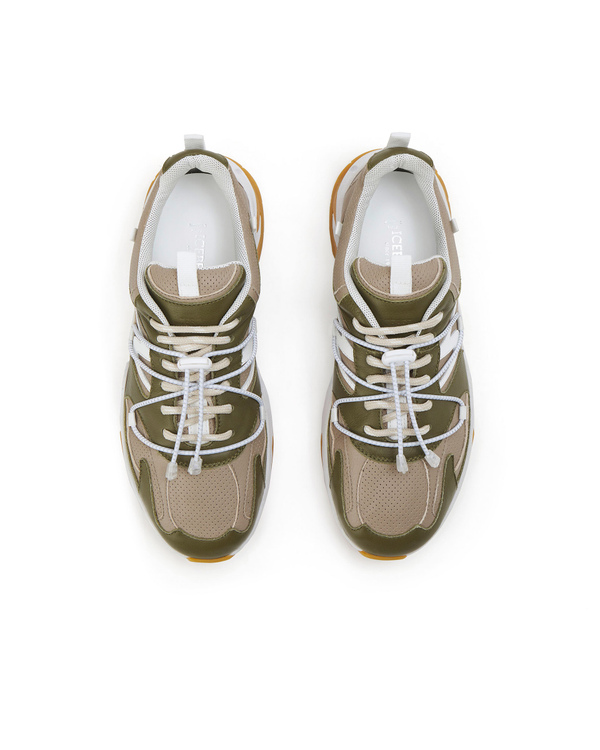 Brown and khaki Iceberg sneakers with white mesh upper - Iceberg - Official Website