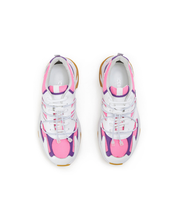 Sneaker da donna bianche con dettagli rosa e viola - Iceberg - Official Website