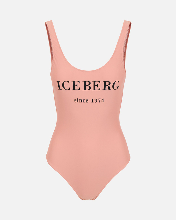 Powder pink one-piece swimsuit with ICEBERG logo - Iceberg - Official Website