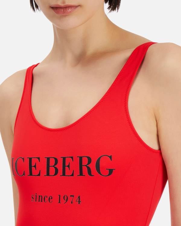 Red one-piece swimsuit with Iceberg logo - Iceberg - Official Website