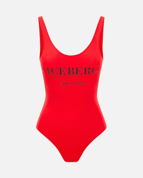 Red one-piece swimsuit with Iceberg logo - Iceberg - Official Website