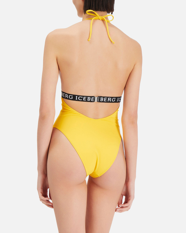 Yellow halter neck swimsuit with Iceberg logo band - Iceberg - Official Website
