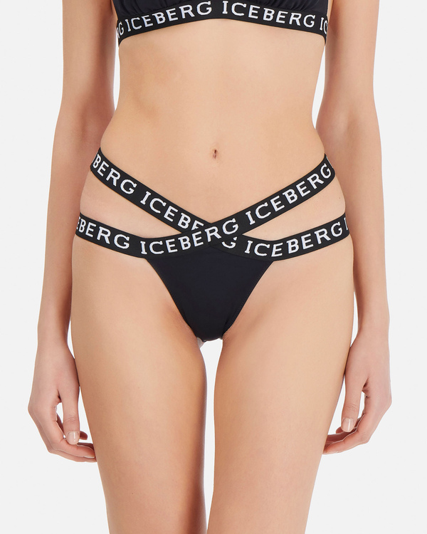 Black Iceberg logo band bikini briefs - Iceberg - Official Website