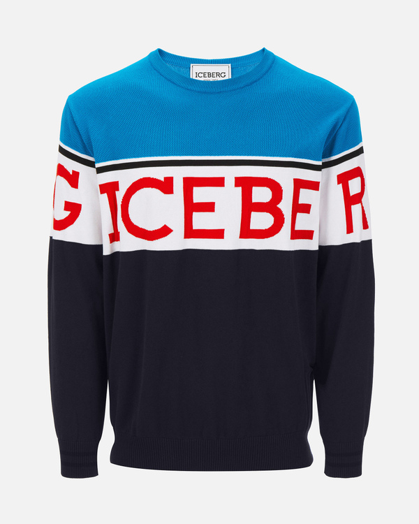 Pullover da uomo blu con maxi logo Iceberg - Iceberg - Official Website