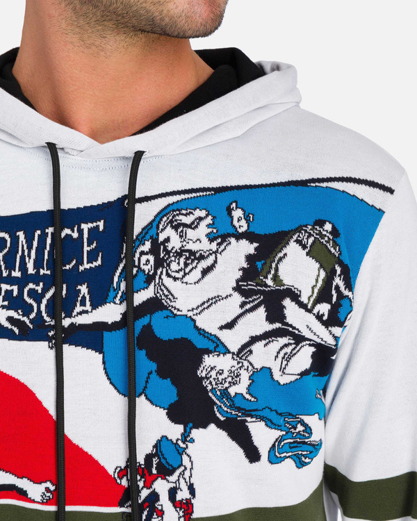 Pullover da uomo bianco con cappuccio con grafica Vernice Fresca - Iceberg - Official Website