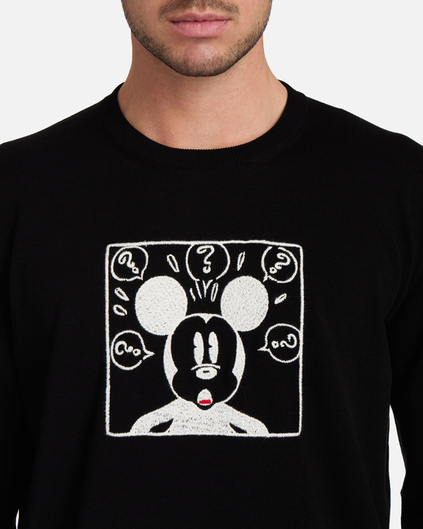 Pullover da uomo nero con ricamo Mickey Mouse - Iceberg - Official Website