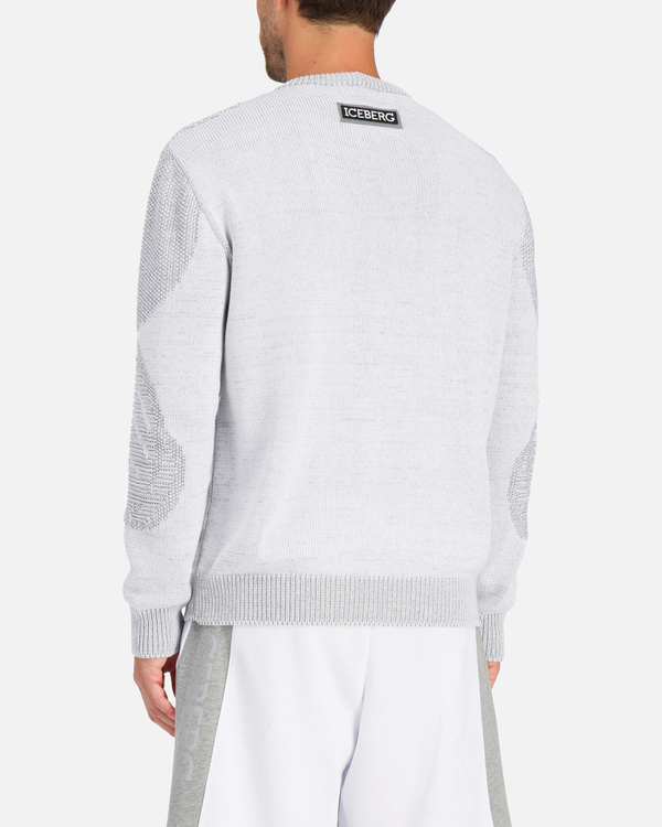 Gray and white knitted Iceberg sweater with large Mickey Mouse design - Iceberg - Official Website