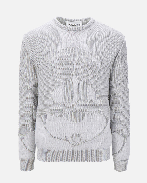 Gray and white knitted Iceberg sweater with large Mickey Mouse design - Iceberg - Official Website