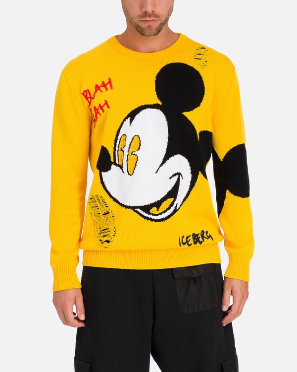 Distressed yellow Mickey Mouse Iceberg sweater - Iceberg - Official Website
