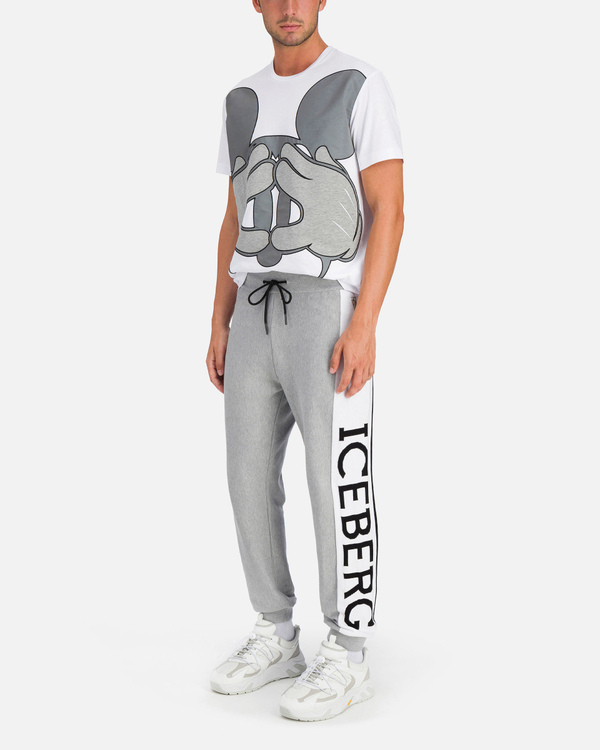 Pantaloni sportivi da uomo grigi con banda laterale logata - Iceberg - Official Website