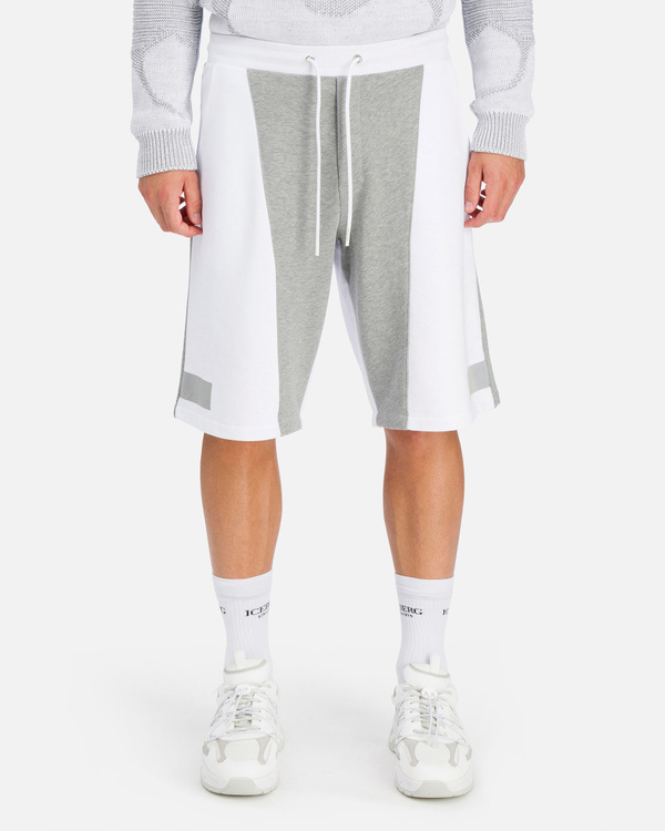 White Iceberg track pant shorts with gray panels - Iceberg - Official Website