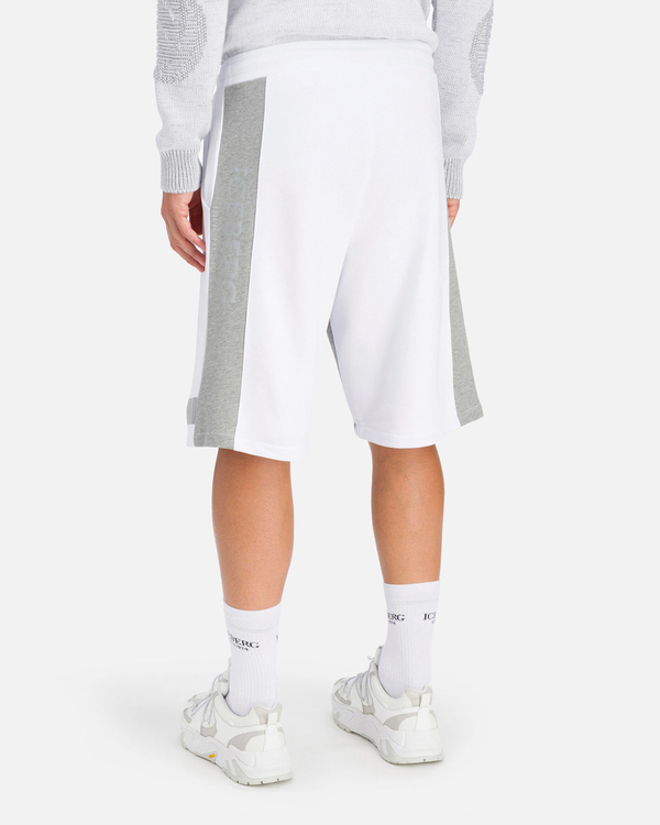 White Iceberg track pant shorts with gray panels - Iceberg - Official Website