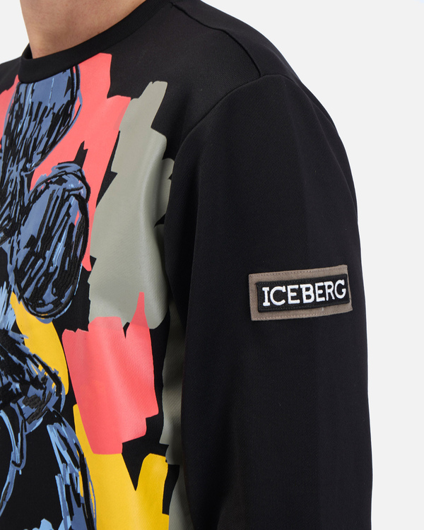 Felpa da uomo nera con stampa multicolor di Topolino - Iceberg - Official Website