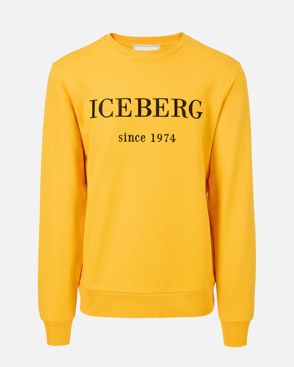 Felpa da uomo gialla con maxi ricamo del logo Iceberg - Iceberg - Official Website