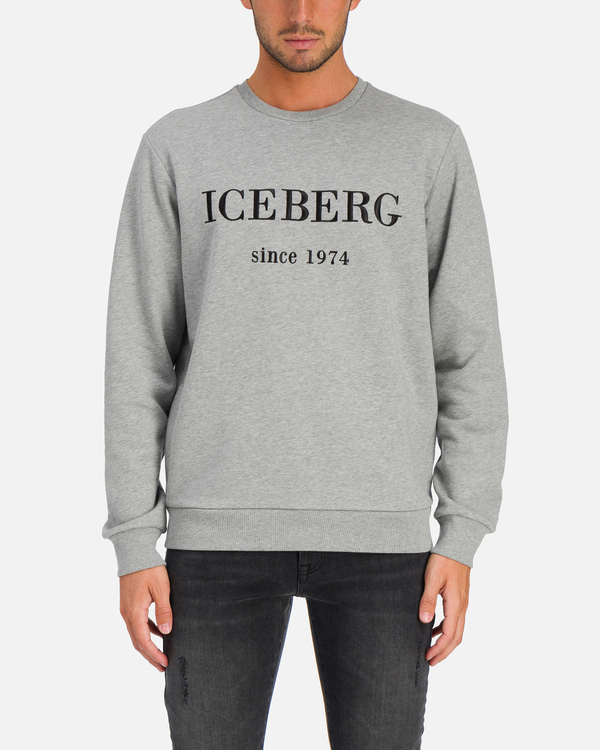Felpa da uomo grigia con ricamo del logo Iceberg - Iceberg - Official Website