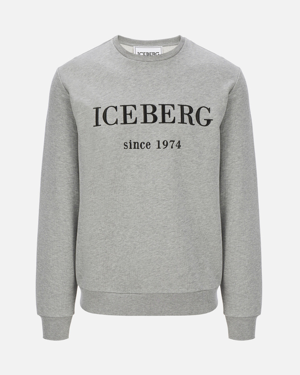 Felpa da uomo grigia con ricamo del logo Iceberg - Iceberg - Official Website