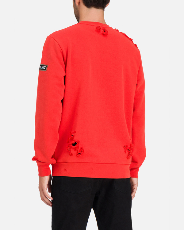 Red Iceberg distressed sweatshirt with winking Mickey Mouse - Iceberg - Official Website