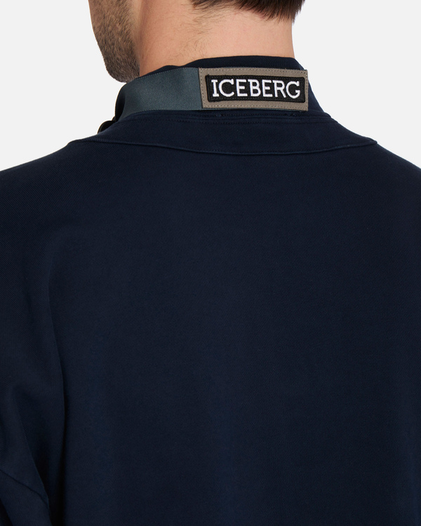 Dark navy blue Iceberg sweatshirt with Velcro logo patch - Iceberg - Official Website