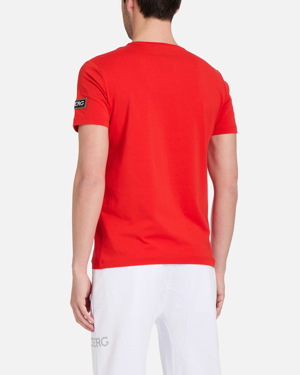 T-shirt da uomo rossa con stampa Disney e scritta Mickey Mouse - Iceberg - Official Website