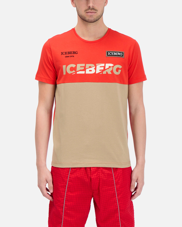 Fiery red Iceberg T-shirt with slash-logo - Iceberg - Official Website