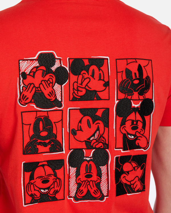 T-shirt da uomo rossa con logo Iceberg e ricami Mickey Mouse - Iceberg - Official Website