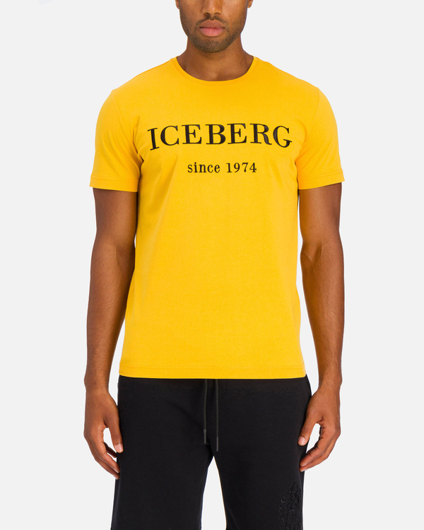 Bright yellow Iceberg T-shirt with large logo - Iceberg - Official Website