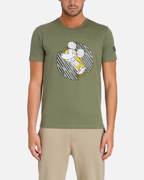 Khaki green Iceberg T-shirt with charming Mickey Mouse - Iceberg - Official Website