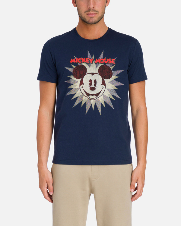 Dark blue Iceberg T-shirt with starburst Mickey Mouse - Iceberg - Official Website