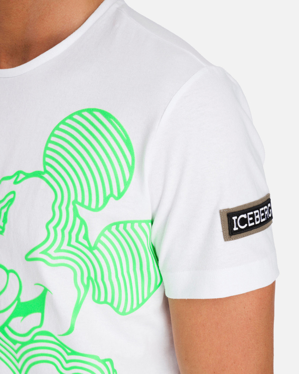 White Iceberg T-shirt with fluro-green Mickey Mouse - Iceberg - Official Website