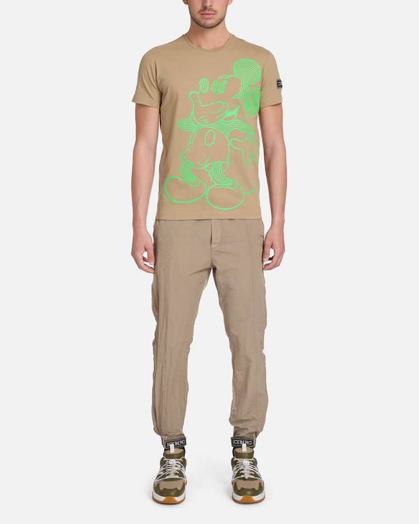 Beige Iceberg T-shirt with fluro-green Mickey Mouse - Iceberg - Official Website