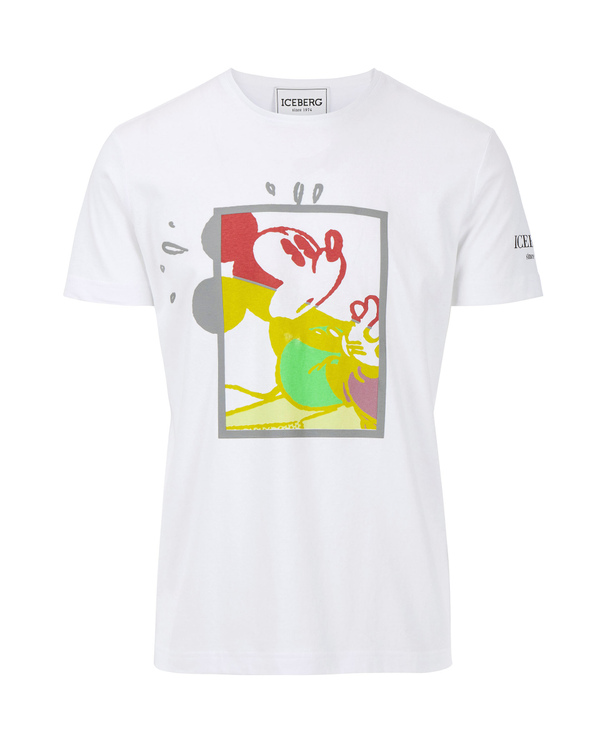 White Iceberg T-shirt with multicolor Mickey Mouse square - Iceberg - Official Website