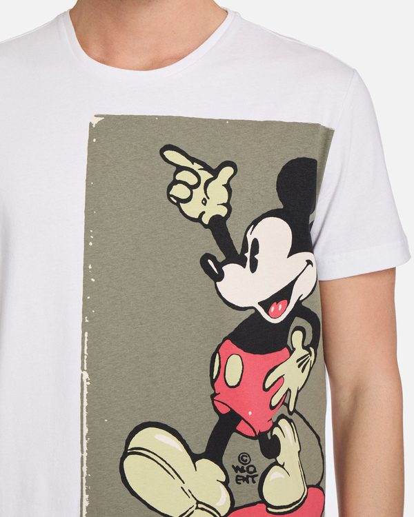 T-shirt da uomo bianca con stampa Mickey Mouse - Iceberg - Official Website