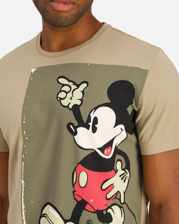Beige and khaki green Iceberg T-shirt with Mickey Mouse - Iceberg - Official Website