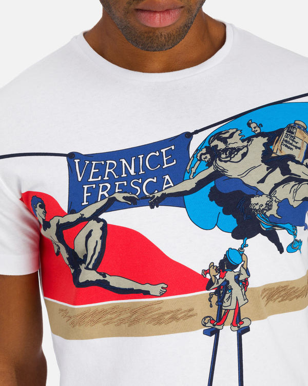 White Iceberg T-shirt with red and blue Michelangelo design - Iceberg - Official Website