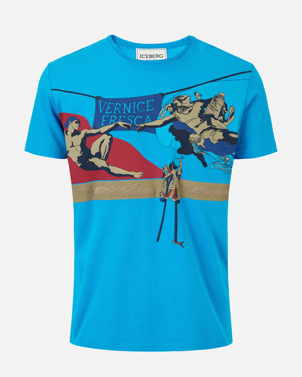 Turquoise Iceberg T-shirt with red and blue Michelangelo design - Iceberg - Official Website