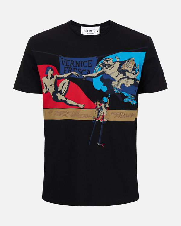 Black Iceberg T-shirt with red and blue Michelangelo design - Iceberg - Official Website