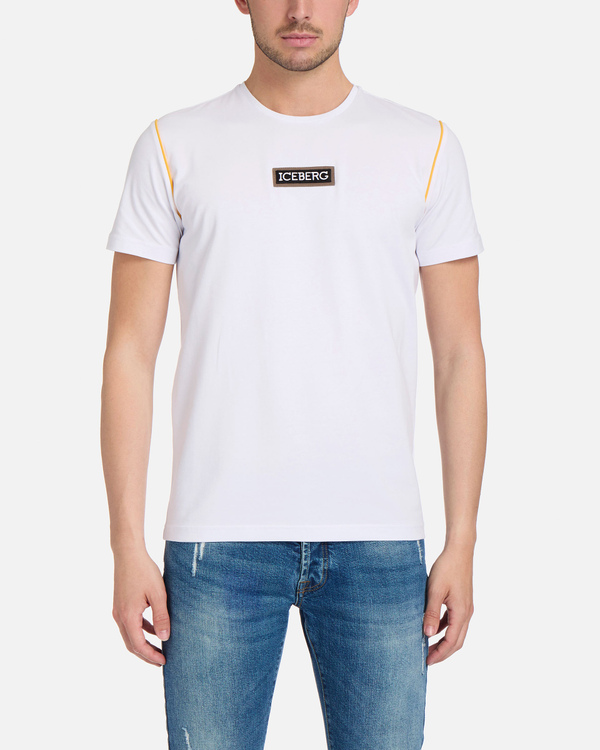 White Iceberg T-shirt with yellow piping - Iceberg - Official Website